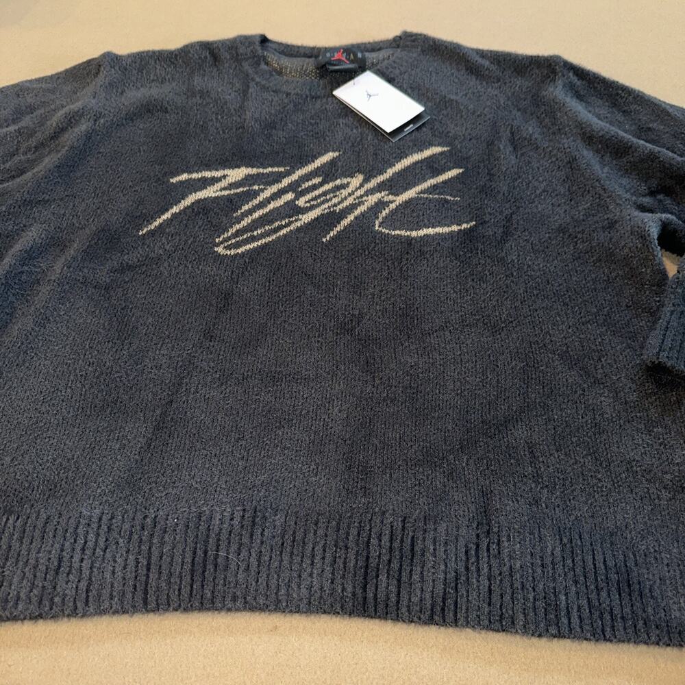Jordan Mens Flight Heritage Crop Knit sweater size XL FD7389 grayblacktan